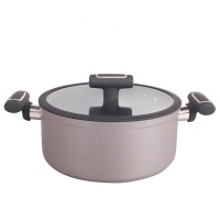 Customized 2020 new design forged aluminum non stick casserole with clear wide silicone glass lid