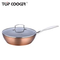 Eco-friendly copper metallic non stick deep frying pan