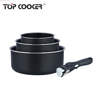 Black non stick kitchen aluminum cookware set