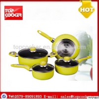 aluminum induction pressed nonstick yellow chef pots and pans set