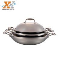 Cheap Price Kitchen Wok Pan Stainless Steel Chinese Cooking Wok With Handles